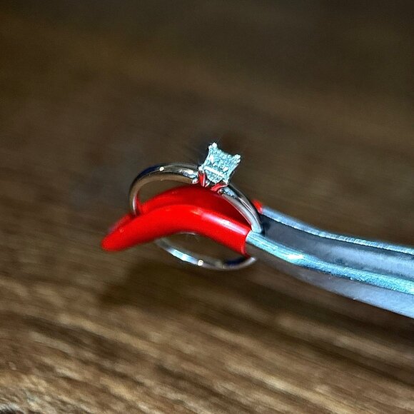 Small Princess Cut 14k Gold Diamond Ring - Picture 6 of 12